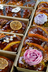 Assortment of Braided Sweet Bread, Yeast Loaf Brioche Bread