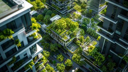A contemporary urban area designed according to the Garden City concept, with an abundance of trees