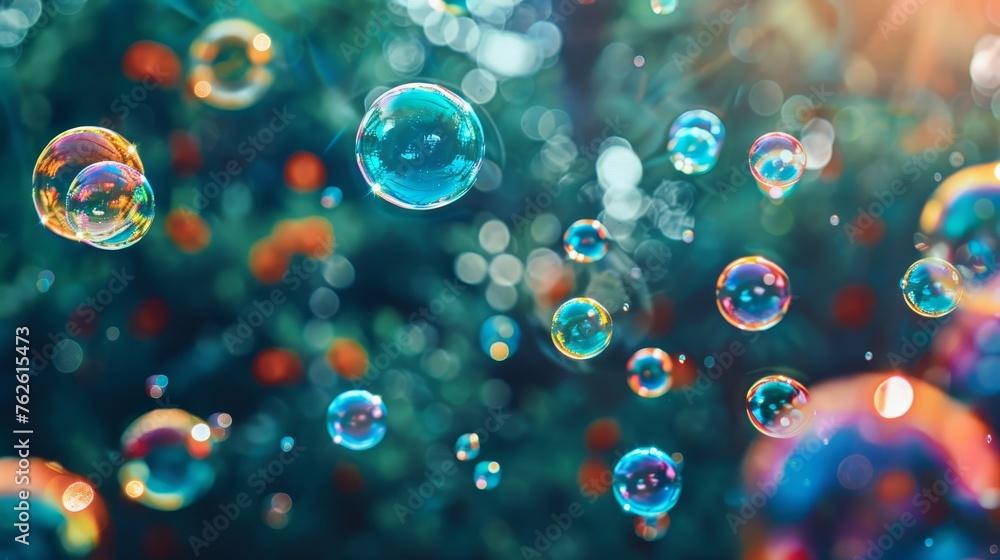 Aufkleber vivid rainbow reflections in soap bubble background creating visually captivating imagery