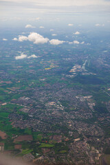 Fabulous aerial view from airbus Germany, flying airplane.