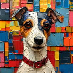 Adorable dog, painting style, cubist style. - obrazy, fototapety, plakaty