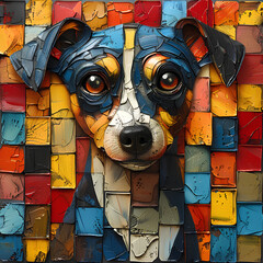 Adorable dog, painting style, cubist style. - obrazy, fototapety, plakaty