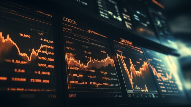 Generative AI Stock exchange ticker board displaying stock market movements, data, and financial updates in real-time