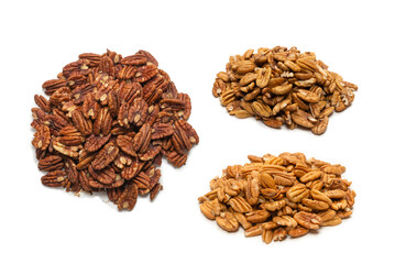 Pecan-nut isolated on white background. Top view.