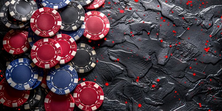 Gaming chips in a casino on the table. Concept: feeling of risk and high stakes of gambling,
gambling addiction, gambling addiction and support