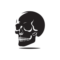 Grim Icons: Vector Skull Silhouettes Conjuring Mystery, Danger, and Intrigue in Minimalist Design, Skull black illustration