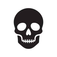 Grim Icons: Vector Skull Silhouettes Conjuring Mystery, Danger, and Intrigue in Minimalist Design, Skull black illustration
