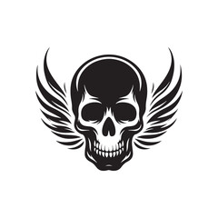 Grim Icons: Vector Skull Silhouettes Conjuring Mystery, Danger, and Intrigue in Minimalist Design, Skull black illustration