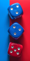 red dice on blue background