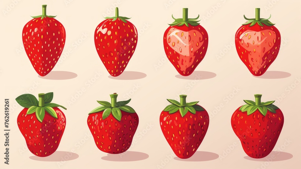 Poster Generative AI flat strawberry icon different options