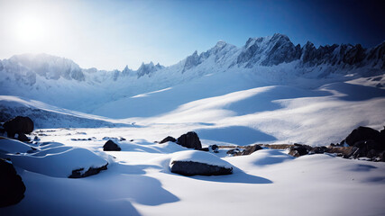 Fototapeta na wymiar Whispering Heights: The Silent Majesty of a Snowy Mountain Terrain