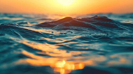 Sun Setting Over Ocean Waves Generative AI - obrazy, fototapety, plakaty