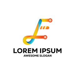 e letter logo colorful gradient abstract vector illustration