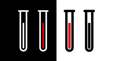 Test tube icon. Symbol of laboratory, virus or medical analysis. Attribute of chemistry, formula or doctor.