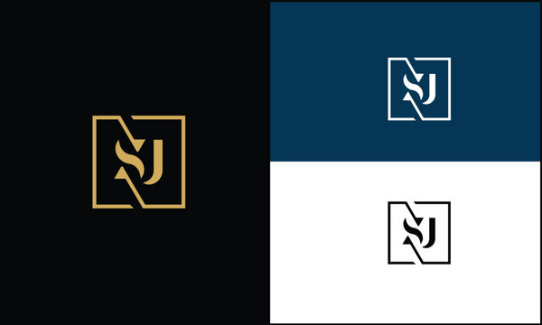 SJ, JS, S, J, Abstract letters Logo monogram