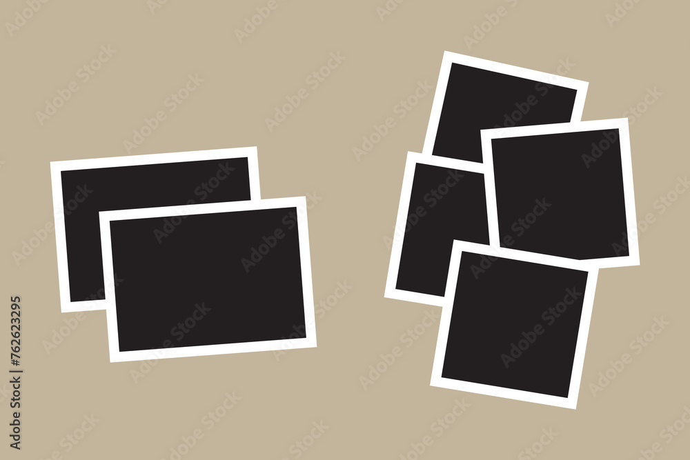 Poster photo frame collection. polaroid photo frame set, isolated frame card vintage photography on alpha b