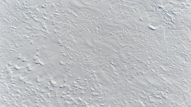 Bird's-eye view of, texture of a flat snowy surface - Snow texture from aerial view.