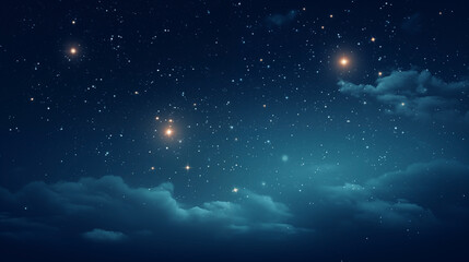 Fototapeta na wymiar Tranquil night sky background with glowing stars and soft clouds