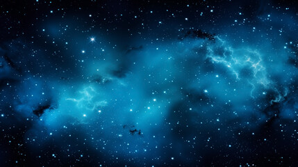 Fototapeta na wymiar Electric blue nebulae swirling in a night sky background full of stars
