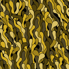 Abstract vector seamless wave background of doodle hand drawn line. Psychedelic design. Vector illustration