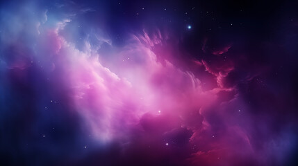 Enigmatic purple and blue cosmic background with scattered star clusters