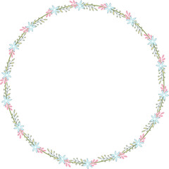 wreath of flowers, round floral frame, flowers border