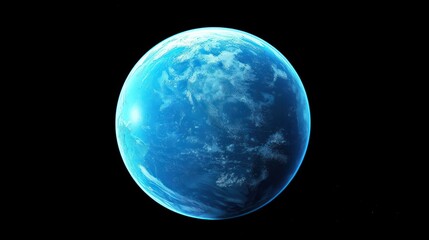 Blue Planet Against Black Background Generative AI