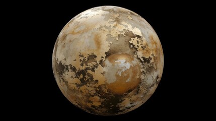 Brown and White Planet on Black Background Generative AI