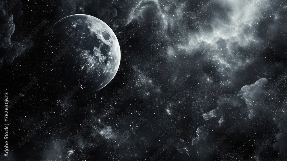 Aufkleber monochrome planet floating in sky generative ai