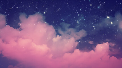Soothing pink clouds on star-studded sky background for serene wallpapers