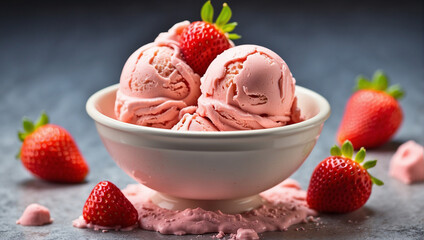 ice cream strawberry with cup 