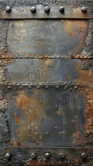 Rustic Metal Plating With Rivets on an Aged Industrial Surface