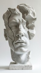 Broken Head White Sculpture of a Mans Face