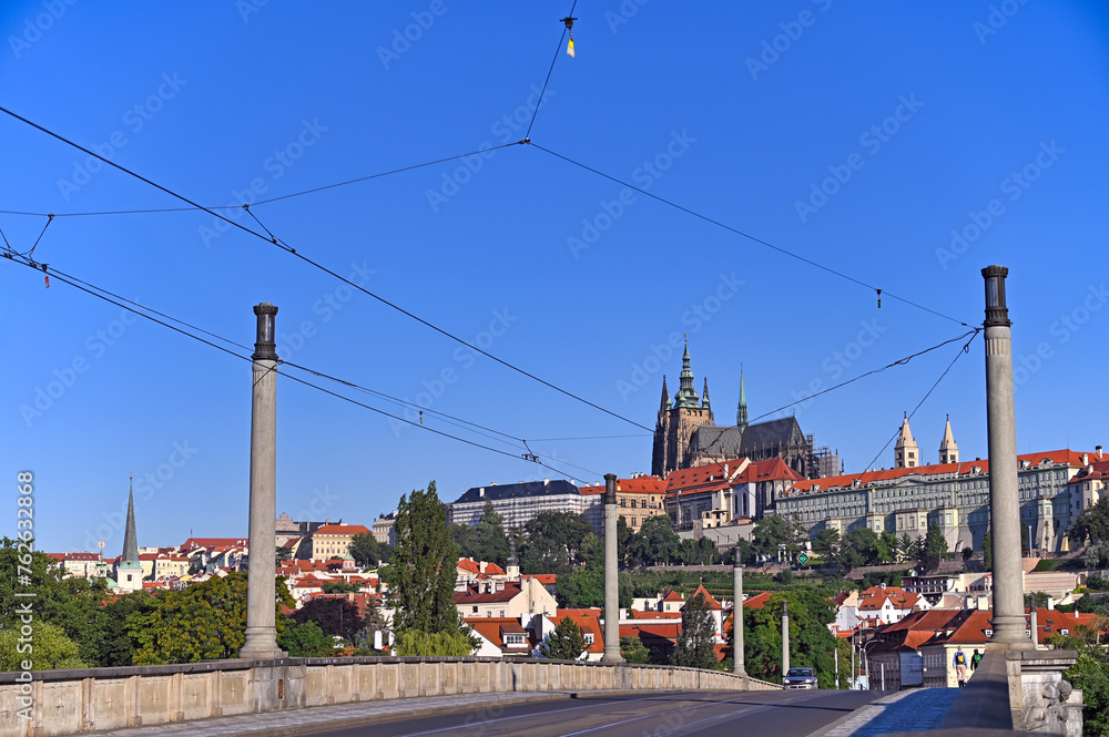 Sticker View from bridge to the Prague castle and old town