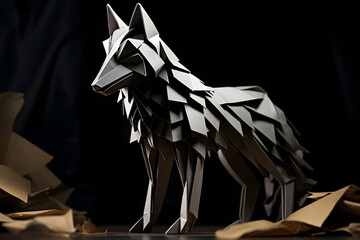 Paperstyle origami wolf, paperstyle wolf, paperstyle wolf