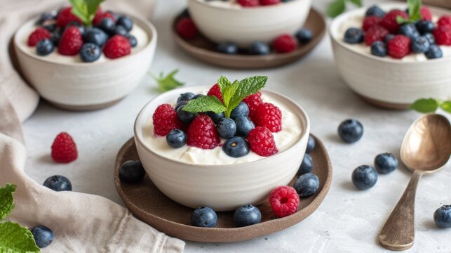 Summer dessert, ice cream with berries