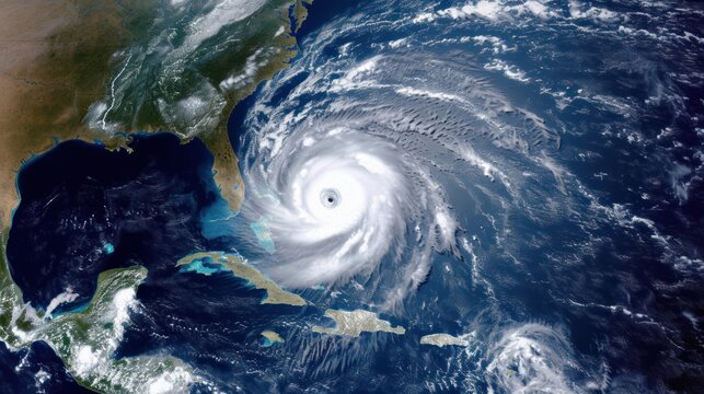 Satellite View of Hurricane in the Atlantic Ocean Generative AI