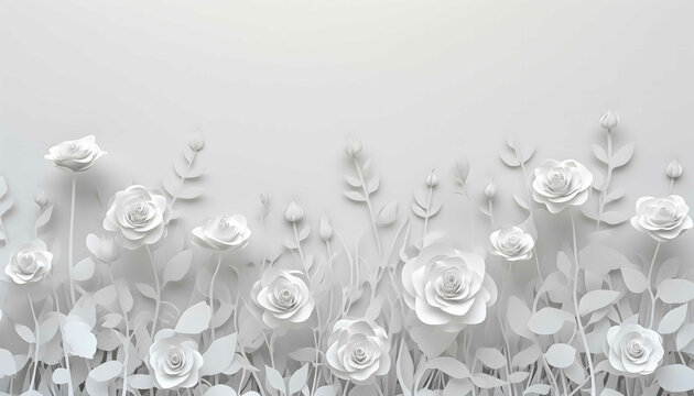 Paper flowers on the white background