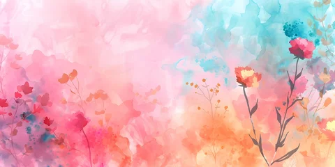 Crédence de cuisine en verre imprimé Papillons en grunge Watercolor Floral Background