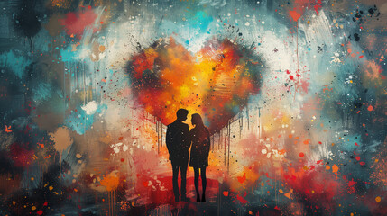 Painting of the abstract concept of love - obrazy, fototapety, plakaty