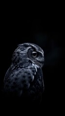 Owl Perched in Darkness