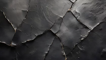Deurstickers cracked black concrete wall gloomy cement texture background © Faith