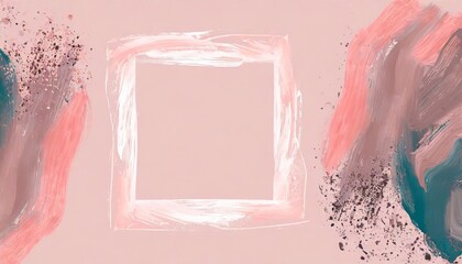 acrylic paint texture frame on pastel pink background