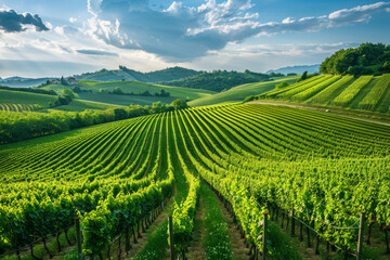 Fototapeta premium Verdant Vineyard Panorama