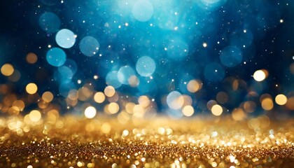 abstract festive background with shimmering gold particles and twinkling lights and bokeh effect on...