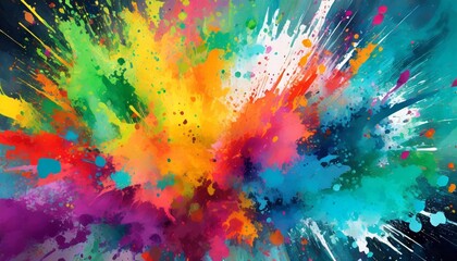 Obraz na płótnie Canvas a colorful explosion of paint splatters that creates a dramatic and striking abstract background