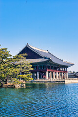 Seoul , South Korea - March 01,2024 : Winter at Gyeongbokgung Palace best landmark in Seoul,South Korea