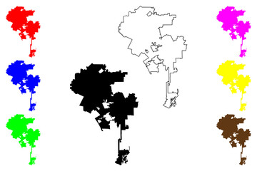 Obraz premium Los Angeles City (California, United States cities, United States of America, usa city, L.A.) map vector illustration, scribble sketch City of Los Angeles map