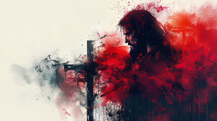 Concept of the crucifixion of Jesus Christ, son of God, during Holy Week - obrazy, fototapety, plakaty