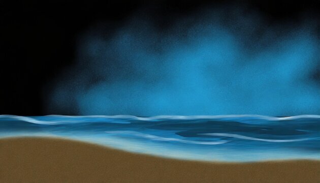 blue black sandy night beach background with smoky impression retouched image